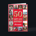 50. Happy Birthday Rot und Gold Foto Collage Karte<br><div class="desc">50. Happy Geburtstag Rot und Gold Foto Collage Geburtstagskarte. Für weitere Anpassungen klicken Sie bitte auf die Schaltfläche "Anpassen" und verwenden Sie unser Designwerkzeug,  um diese Vorlage zu ändern.</div>