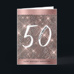 50. Happy Birthday Trendy Chic Card Karte<br><div class="desc">Moderne 50. Geburtstagskarte mit kalligraphischem Schriftzeichen süß und Nr. 50 auf einer Rose Gold & Schwarz-Schimmer-Hintergrund. Klicken Sie auf Weitere Einstellungen,  um Ihre Nachricht hineinzufügen.</div>