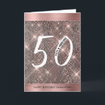 50. Happy Birthday Trendy Chic Card Karte<br><div class="desc">Moderne 50. Geburtstagskarte mit kalligraphischem Schriftzeichen süß und Nr. 50 auf einer Rose Gold & Schwarz-Schimmer-Hintergrund. Klicken Sie auf Weitere Einstellungen,  um Ihre Nachricht hineinzufügen.</div>