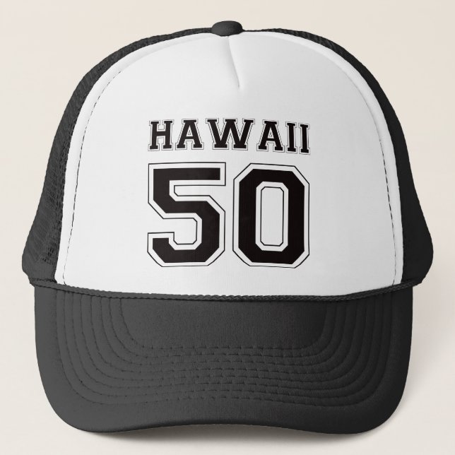 50 Hawaii - Schwarzes Truckerkappe (Vorderseite)