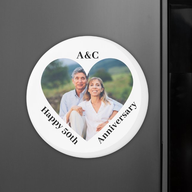 50 Heiratsjahrfeier Couple Keepake Heart Foto Magnet (50 Wedding Anniversary Couple Keepsake Heart Photo Magnet
)
