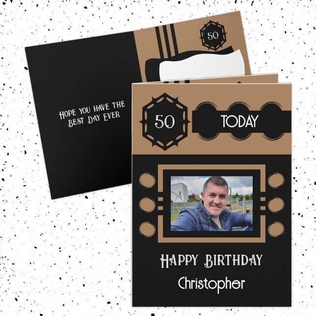 50 heute fügen Fotoname schwarz braun Geburtstag Karte (Von Creator hochgeladen)
