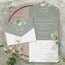 50. Hochzeit Jahrestag der Grünen Blüte All In One Einladung