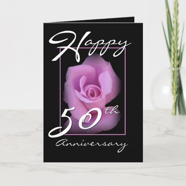 50. Hochzeit Jahrestag Herzlichen Glückwunsch Pink Karte (Vorderseite)