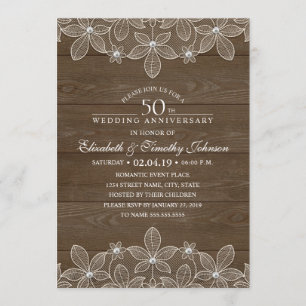50. Hochzeit Jahrestag Rustikale Holzlandschaft Einladung