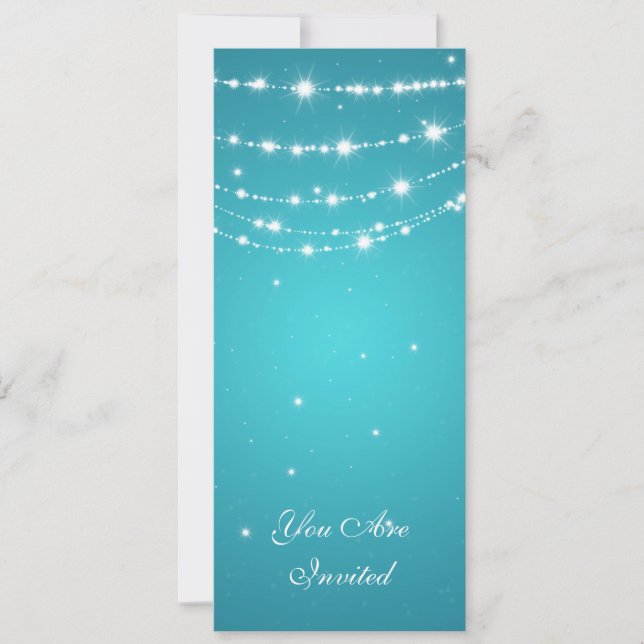 50. Hochzeit Jahrestag Sparkling Kette Blau Einladung (Vorderseite)