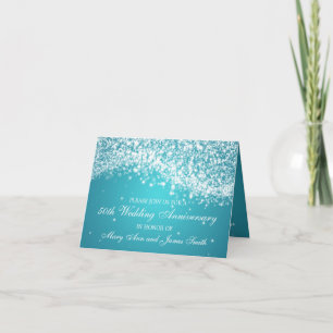 50. Hochzeit Jahrestag Sparkling Wave Blue Einladung