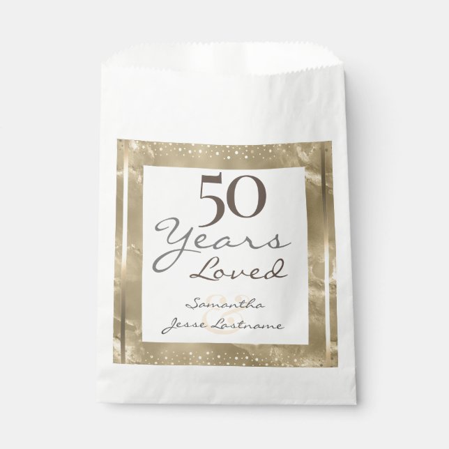 50. Hochzeit Jubiläum Elegant Gold Geschenktütchen (Vorderseite)