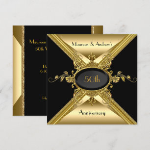 50. Hochzeit Jubiläum Elegant Gold Golden Einladung