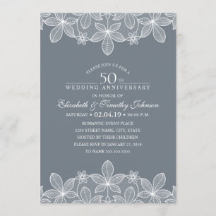 50. Hochzeit Jubiläum Elegant Luxury Lace Einladung