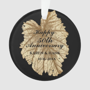 50. Hochzeit-Jubiläum Elegante Black Gold Blätte Ornament