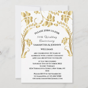 50. Hochzeit Jubiläum Gold Botanische Flora Einladung