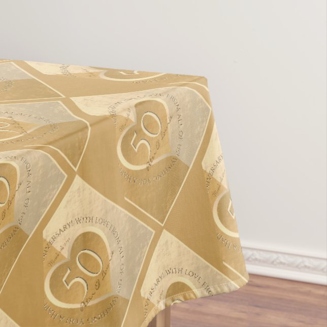 50. Hochzeit Jubiläum Gold Ochre Tablecloth Tischdecke (Beispiel)