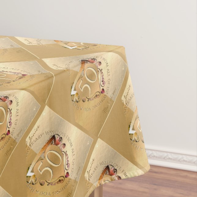 50. Hochzeit Jubiläum Gold Ochre Tablecloth Tischdecke (Beispiel)