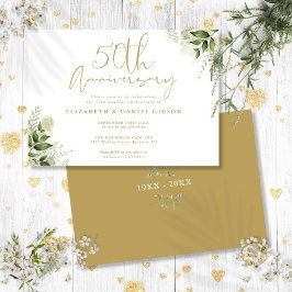 50. Hochzeit Jubiläum Gold Script Blues Einladung