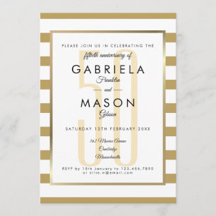 50. Hochzeit Jubiläum Golden Modern Stripe Einladung