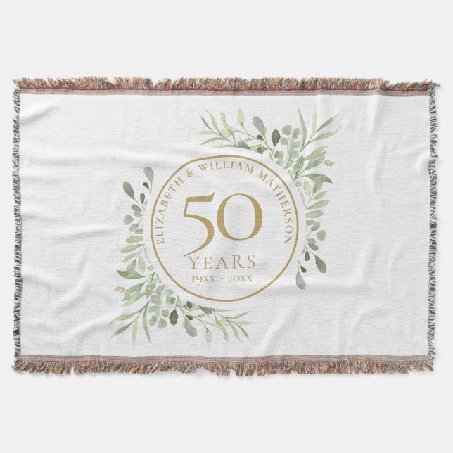 50. Hochzeit Jubiläum Goldgrün Wasserfarbe Decke (Vorderseite)