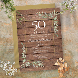 50. Hochzeit Jubiläum Grün Rustikales Holz Einladung