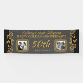50. Hochzeit Jubiläum Ihre Fotos Gold Gray hinzufü Banner