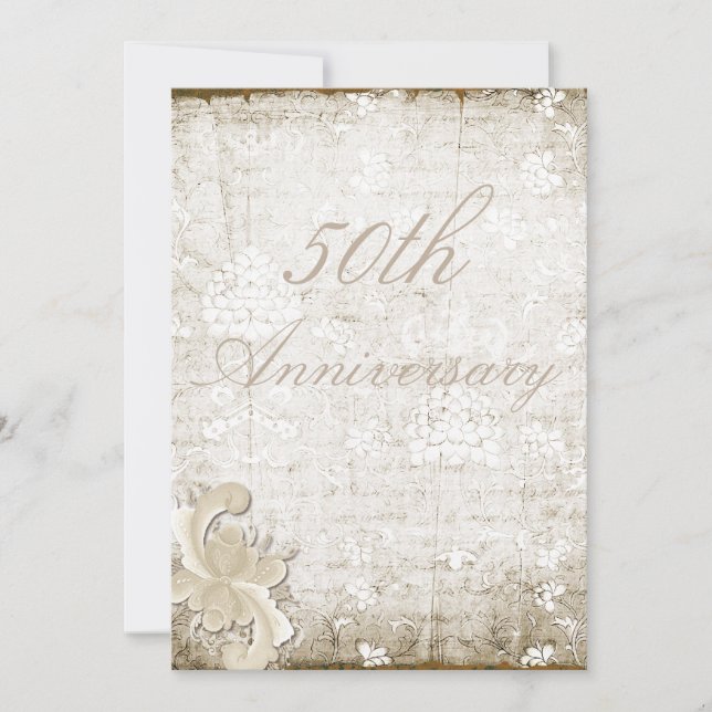 50. Hochzeit Jubiläum Telemark Stil Custom Einladung (Vorderseite)