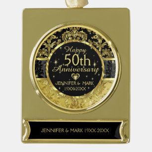 50. Hochzeit Jubiläumsschwarz und Gold Banner-Ornament Gold