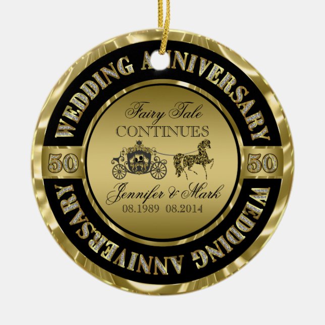 50. Hochzeit zum Jahrestag der Hochzeit Keramikornament (Vorne)