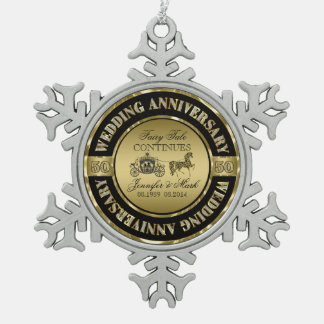 50. Hochzeit zum Jahrestag der Hochzeit Schneeflocken Zinn-Ornament