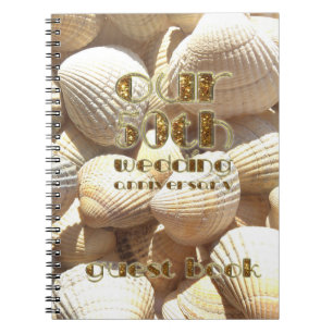 50. Hochzeits-Jahrestags-Gast-Buch-Sommer-Muscheln Notizblock