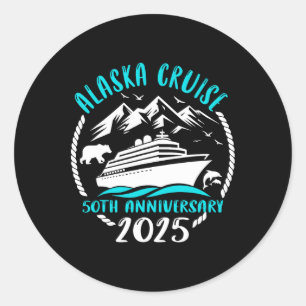 50. Hochzeitsjubiläum Alaska Kreuzfahrt 2025 Paar Runder Aufkleber