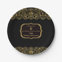 50. Hochzeitsjubiläum Art Deco Nouveau Party Pappteller