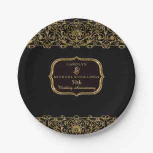 50. Hochzeitsjubiläum Art Deco Nouveau Party Pappteller
