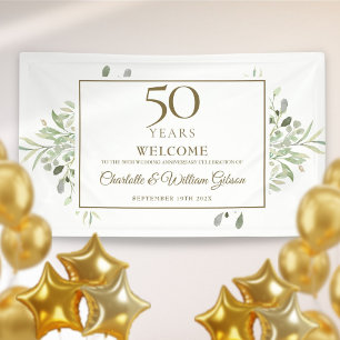50. Hochzeitsjubiläum Begrüßung Grün Banner
