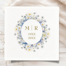 50. Hochzeitsjubiläum Daisy Blau & Gold Servietten