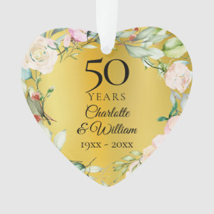 50. Hochzeitsjubiläum Florales Gold Erinnerungsstü Ornament