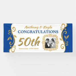 50. Hochzeitsjubiläum Foto Blue Gold hinzufügen Banner