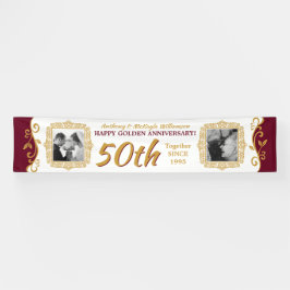 50. Hochzeitsjubiläum Fotos Rotes Gold hinzufügen Banner