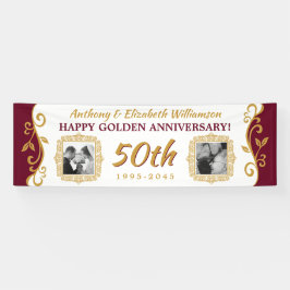 50. Hochzeitsjubiläum Fügen Sie Ihre Fotos Red Gol Banner