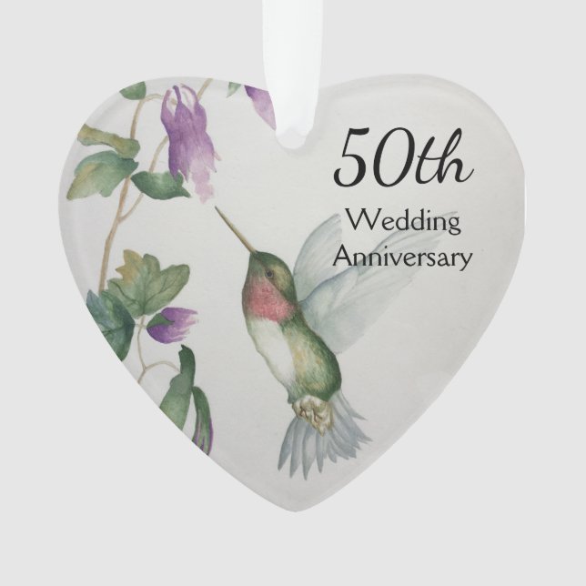 50. Hochzeitsjubiläum Gezwitscher Vogel Blume Herz Ornament (Vorderseite)