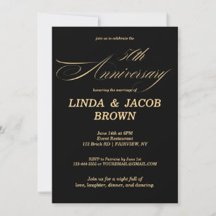 50. Hochzeitsjubiläum Gold Faux Glitter Schrift Einladung