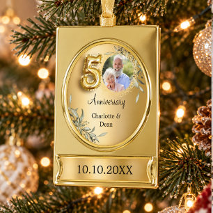 50. Hochzeitsjubiläum Gold Foto Grünpflanzen Banner-Ornament Gold