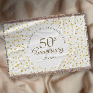 50. Hochzeitsjubiläum Gold Liebe Herzen Konfetti Decke