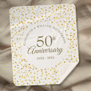 50. Hochzeitsjubiläum Gold Love Hearts Konfetti Sherpadecke
