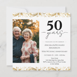 50. Hochzeitsjubiläum Gold Schwarz Foto-Einladung Einladung