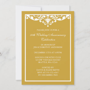 50. Hochzeitsjubiläum Gold Vintage Flourish Einladung