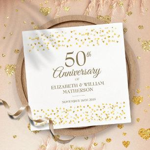 50. Hochzeitsjubiläum Golden Hearts Serviette