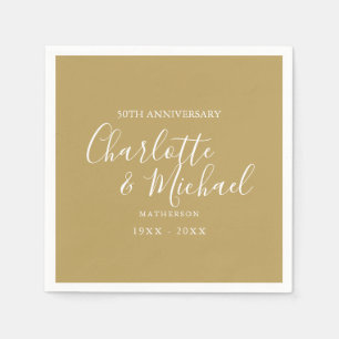 50. Hochzeitsjubiläum Golden Signature Schrift Serviette