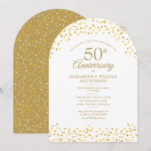 50. Hochzeitsjubiläum Goldene Herzen Bogen Einladung