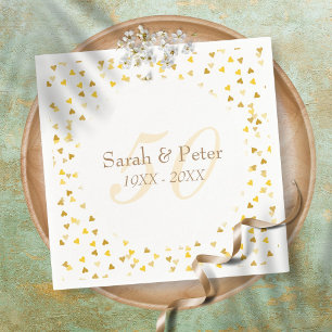 50. Hochzeitsjubiläum Goldene Herzen Konfetti Serviette
