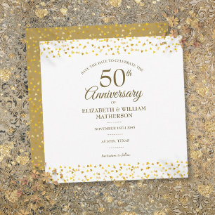 50. Hochzeitsjubiläum Goldene Herzen Quadratisch Save The Date