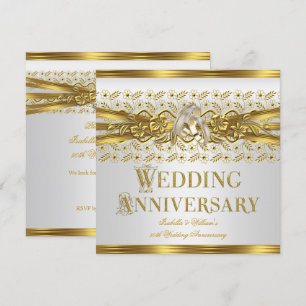 50. Hochzeitsjubiläum Goldene Ringe Floral Weiß Einladung